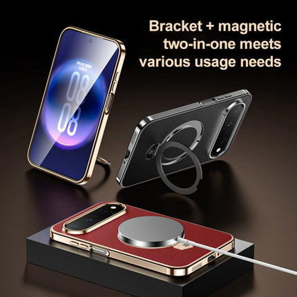 Plain Leather MagSafe Holder Phone Case, For Huawei Pura X View