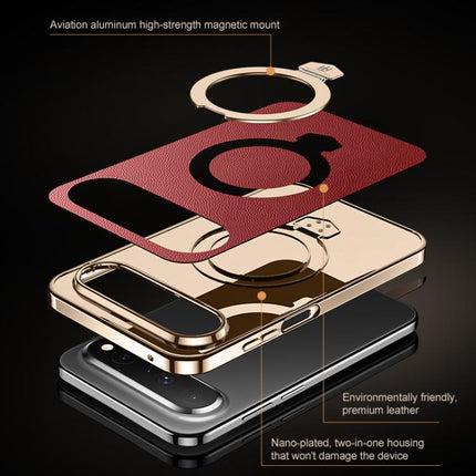 Plain Leather MagSafe Holder Phone Case, For Huawei Pura X View