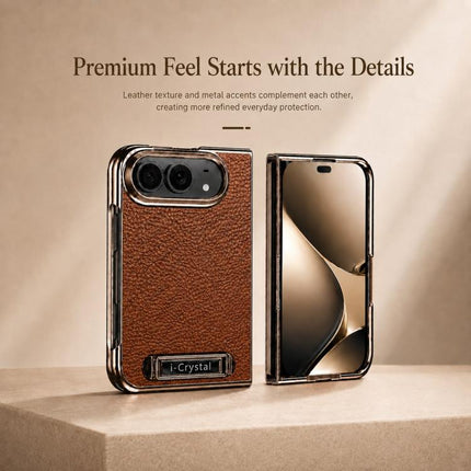 i.Crystal Electroplated Litchi Texture Hidden Kickstand Integrated Film Phone Case, For iPhone Duo