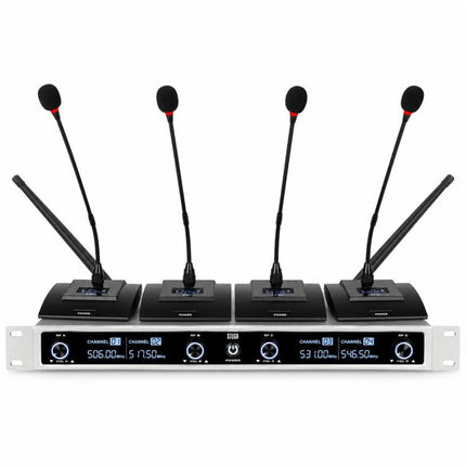 XTUGA CM240 UHF 4-Channel Wireless Conference Microphone System, EU Plug, US Plug, UK Plug, AU Plug