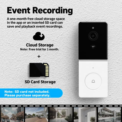 SC060-WCB2 1080P Smart WiFi Video Doorbell Camera Supports Two-way Audio & Night Vision, UK Plug, EU Plug, US Plug
