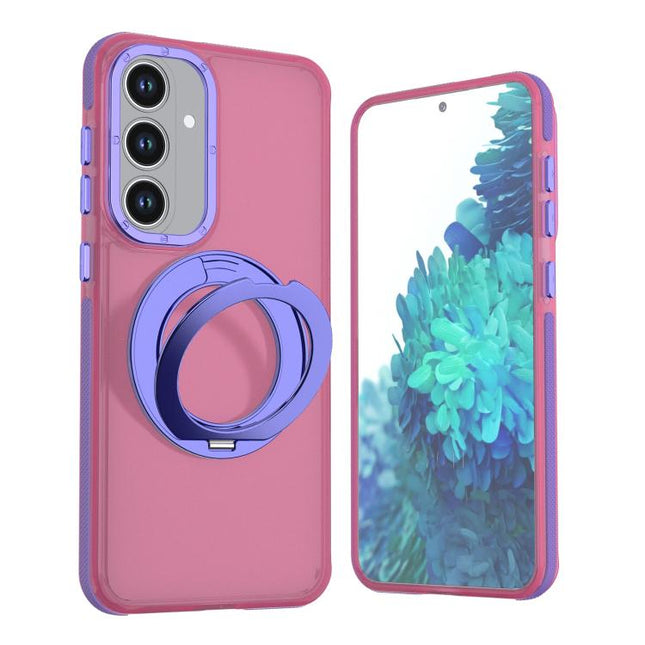Color Block 360 Degree Rotating Holder PC Hybrid TPU Phone Case, For Galaxy S26 FE 5G, For Galaxy S26+ 5G, For Galaxy S26 Ultra 5G, For Galaxy S26 5G, For Galaxy S25 FE 5G, For Galaxy S25 5G / S24 5G