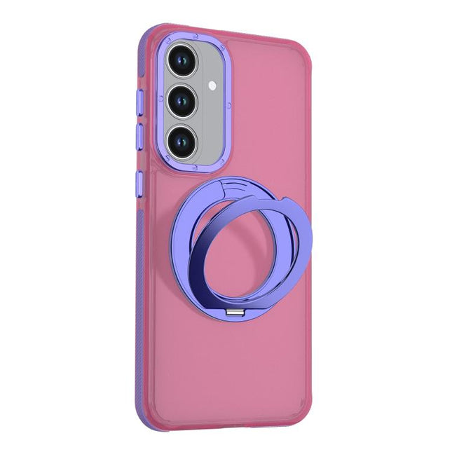 Color Block 360 Degree Rotating Holder PC Hybrid TPU Phone Case, For Galaxy S26 FE 5G, For Galaxy S26+ 5G, For Galaxy S26 Ultra 5G, For Galaxy S26 5G, For Galaxy S25 FE 5G, For Galaxy S25 5G / S24 5G