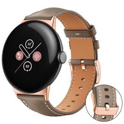 xDfind Rose Gold Buckle Black Shark Fine Grain Vegan Leather Watch Band, For Google Pixel Watch 5 / 4 / 3 45mm