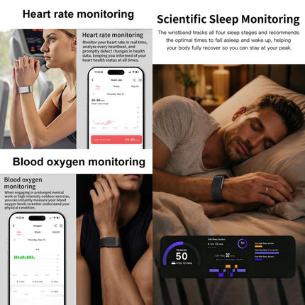 HK50 Screenless Smart Bracelet Fitness Band, QWatch Pro, Heart Rate, Blood Oxygen Monitoring