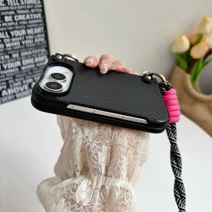 Woven Texture Phone Case With Colorful Lanyard, For iPhone Duo