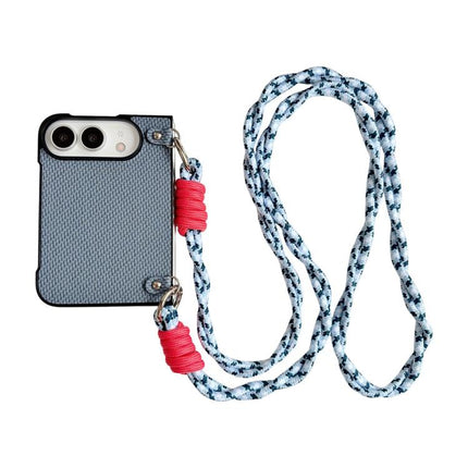 Woven Texture Phone Case With Colorful Lanyard, For iPhone Duo