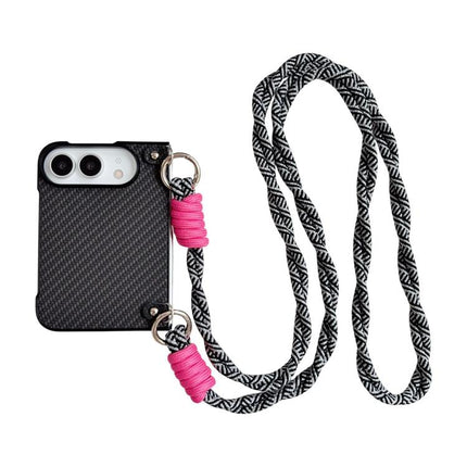 Woven Texture Phone Case With Colorful Lanyard, For iPhone Duo