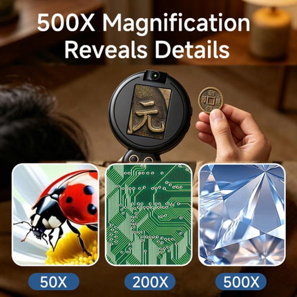 K01 HD Dual-Lens Handheld 500X Digital Microscope