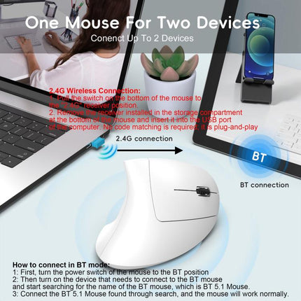 HXSJ T22 2.4G BT5.1 Dual Mode Vertical Mouse