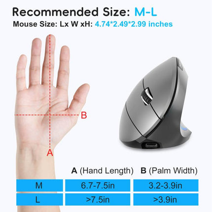 HXSJ T22 2.4G BT5.1 Dual Mode Vertical Mouse