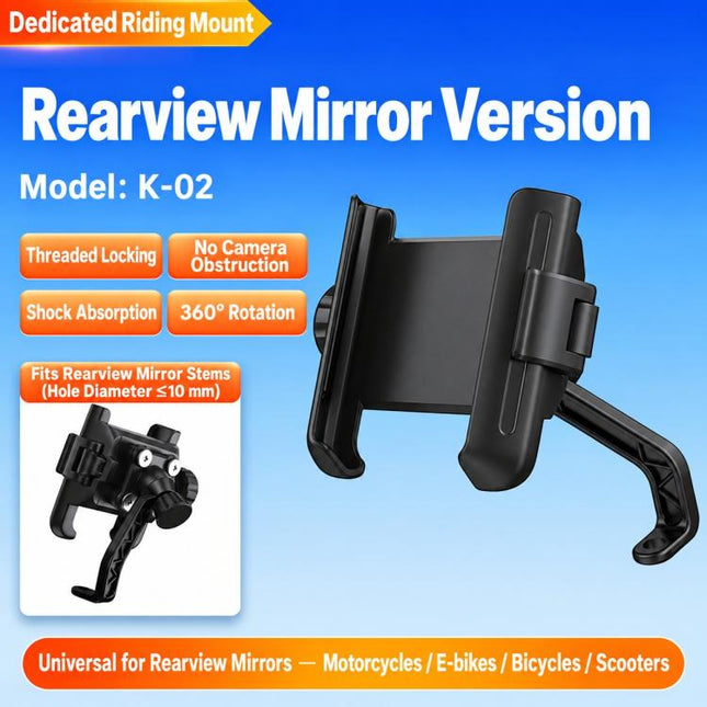 Motorcycle Shock-absorbing Phone Navigation Holder, Rearview Mirror, Handlebar, 2 in 1