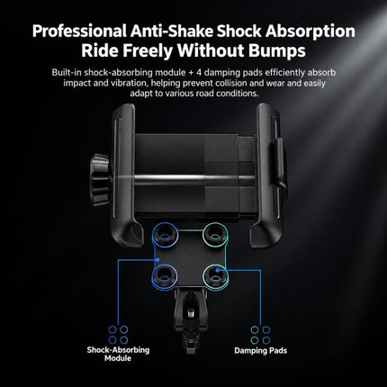 Motorcycle Shock-absorbing Phone Navigation Holder, Rearview Mirror, Handlebar, 2 in 1