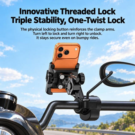 Motorcycle Shock-absorbing Phone Navigation Holder, Rearview Mirror, Handlebar, 2 in 1