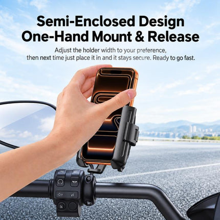 Motorcycle Shock-absorbing Phone Navigation Holder, Rearview Mirror, Handlebar, 2 in 1