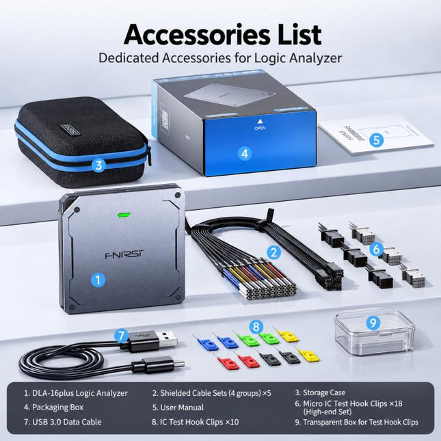 FNIRSI USB Logic Analyzer USB3.0 1GHz Sampling Rate  Protocol Decoding Analyzer, DLA-16 Plus, DLA-32 Plus