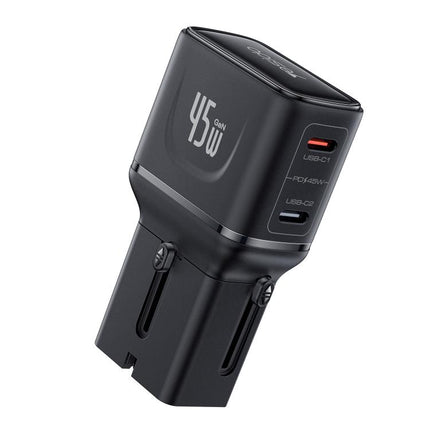 Yesido MC50 GaN 45W Dual Type-C Port Compact Universal Travel Adapter, MC50