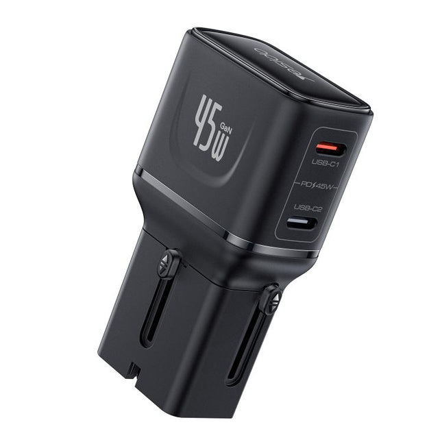 Yesido MC50 GaN 45W Dual Type-C Port Compact Universal Travel Adapter, MC50