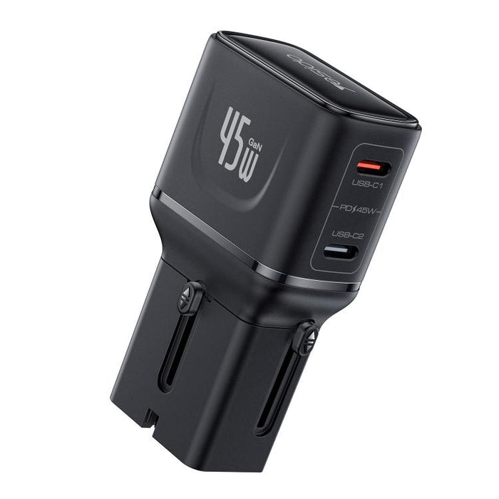 Yesido MC50 GaN 45W Dual Type-C Port Compact Universal Travel Adapter, MC50