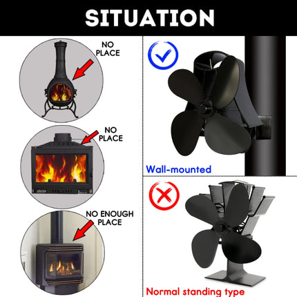 YL-105 4-Blade Aluminum Heat Powered Fireplace Stove Fan, YL-105 (Rose Red), YL-105 (Silver), YL-105(White), YL-105 (Black), YL-105 (Bronze), YL-105 (Grey), YL-105 (Gold)