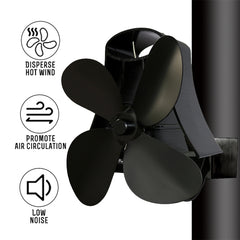 YL-105 4-Blade Aluminum Heat Powered Fireplace Stove Fan, YL-105(White), YL-105 (Black), YL-105 (Bronze), YL-105 (Grey), YL-105 (Gold), YL-105 (Rose Red), YL-105 (Silver)