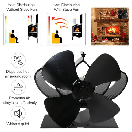 YL201 4-Blade High Temperature Metal Heat Powered Fireplace Stove Fan, YL201 (Black), YL201 (Bronze), YL201 (Grey), YL201 (Gold), YL201 (Rose Red), YL201 (Silver)