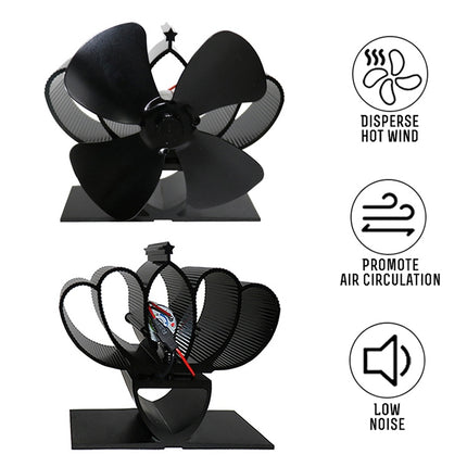 YL201 4-Blade High Temperature Metal Heat Powered Fireplace Stove Fan, YL201 (Grey), YL201 (Gold), YL201 (Rose Red), YL201 (Silver), YL201 (Black), YL201 (Bronze)