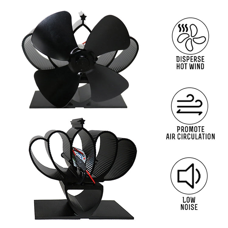 YL201 4-Blade High Temperature Metal Heat Powered Fireplace Stove Fan, YL201 (Gold), YL201 (Rose Red), YL201 (Silver), YL201 (Black), YL201 (Bronze), YL201 (Grey)