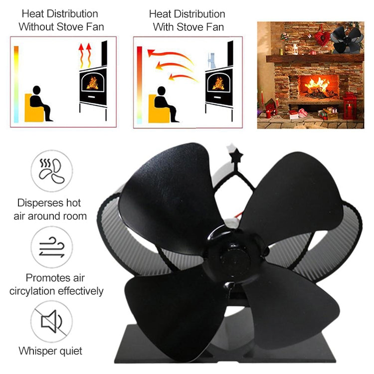 YL201 4-Blade High Temperature Metal Heat Powered Fireplace Stove Fan, YL201 (Gold), YL201 (Rose Red), YL201 (Silver), YL201 (Black), YL201 (Bronze), YL201 (Grey)