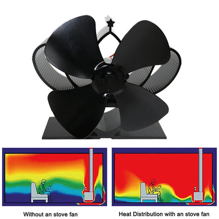 YL201 4-Blade High Temperature Metal Heat Powered Fireplace Stove Fan, YL201 (Gold), YL201 (Rose Red), YL201 (Silver), YL201 (Black), YL201 (Bronze), YL201 (Grey)