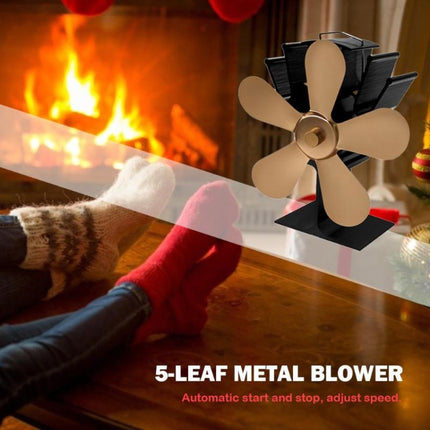 YL602 5-Blade High Temperature Metal Heat Powered Fireplace Stove Fan, YL602 (Black), YL602 (Bronze), YL602 (Grey), YL602 (Gold), YL602 (Rose Red), YL602 (Silver)