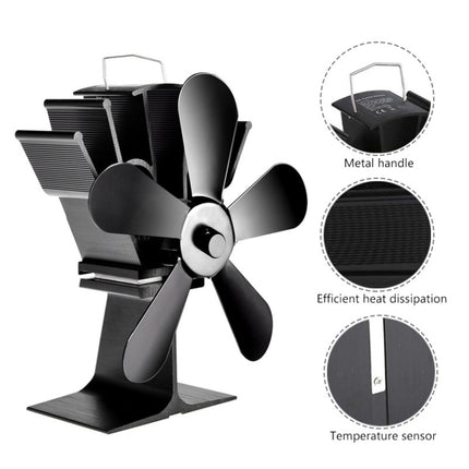YL602 5-Blade High Temperature Metal Heat Powered Fireplace Stove Fan, YL602 (Black), YL602 (Bronze), YL602 (Grey), YL602 (Gold), YL602 (Rose Red), YL602 (Silver)