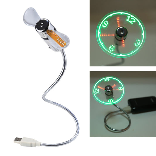 Langlebiger Mini-USB-Lüfter mit Uhrzeitanzeige und flexiblem LED-Licht, DC 5 V