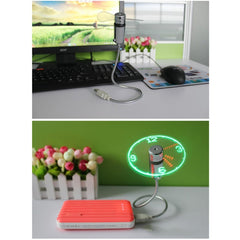 Mini Durable USB Clock Time Display Flexible LED Light Fan, DC 5V