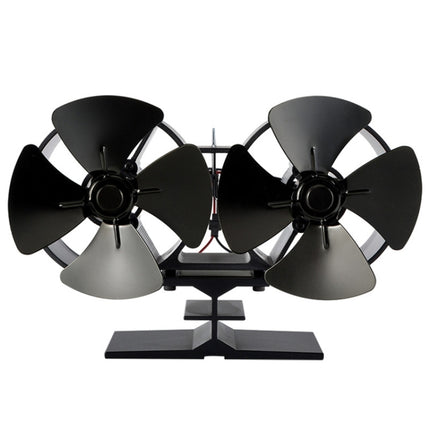 Double Head 8-Blade Aluminum Heat Powered Fireplace Stove Fan