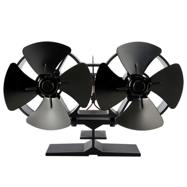 Double Head 8-Blade Aluminum Heat Powered Fireplace Stove Fan