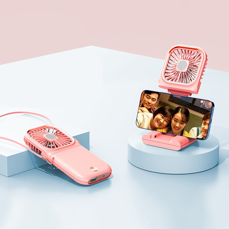 F30 Electroplating Handheld Fan Portable Desktop Folding Mute USB Hanging Neck Fan, Upgraded Version, F30 (White), F30 (Pink), F30 (Green), F30 (Blue)