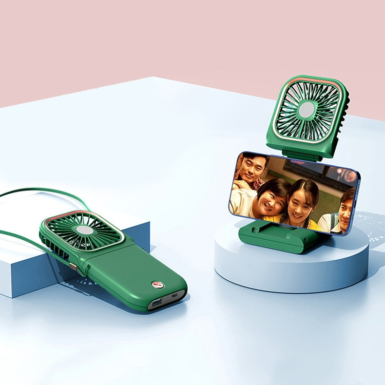 F30 Electroplating Handheld Fan Portable Desktop Folding Mute USB Hanging Neck Fan, Upgraded Version, F30 (White), F30 (Pink), F30 (Green), F30 (Blue)