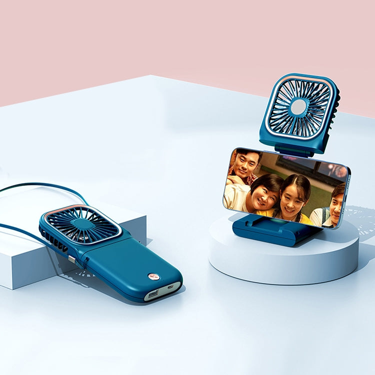F30 Electroplating Handheld Fan Portable Desktop Folding Mute USB Hanging Neck Fan, Upgraded Version, F30 (White), F30 (Pink), F30 (Green), F30 (Blue)