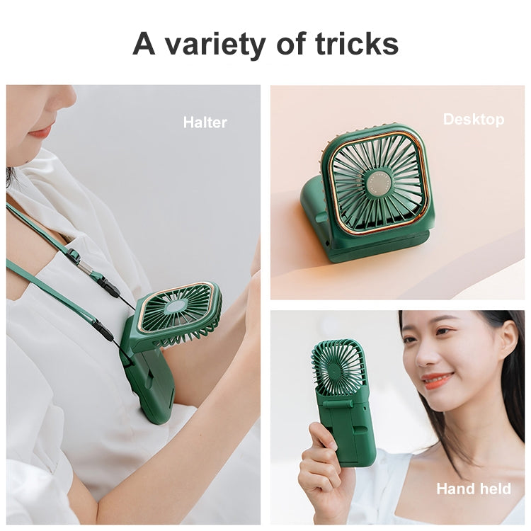 F30 Electroplating Handheld Fan Portable Desktop Folding Mute USB Hanging Neck Fan, Upgraded Version, F30 (White), F30 (Pink), F30 (Green), F30 (Blue)