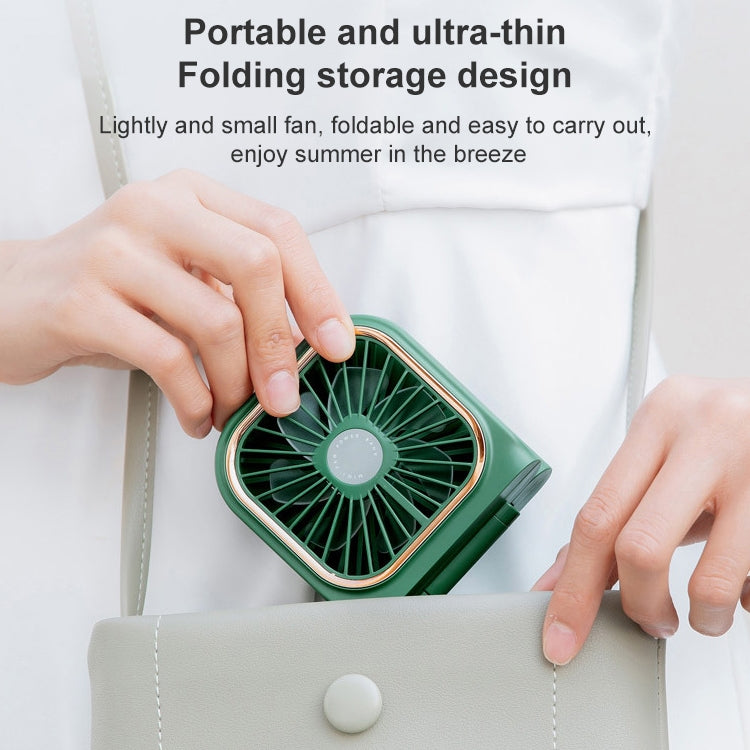 F30 Electroplating Handheld Fan Portable Desktop Folding Mute USB Hanging Neck Fan, Upgraded Version, F30 (White), F30 (Pink), F30 (Green), F30 (Blue)