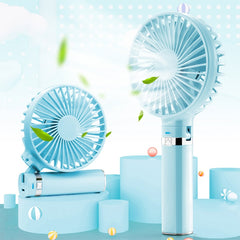 S2 Portable Foldable Handheld Electric Fan, with 3 Speed Control & Night Light