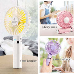 S2 Portable Foldable Handheld Electric Fan, with 3 Speed Control & Night Light