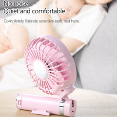 S2 Portable Foldable Handheld Electric Fan, with 3 Speed Control & Night Light