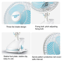 Tragbarer Mini-Elektroventilator mit Stummschaltung für Wohnheime, 220 V, Länge: 1,3 m, Elektroventilator, Länge: 1,3 m