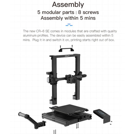 CREALITY CR-6 SE 350W Intelligent Leveling-free DIY 3D Printer, Print Size : 23.5 x 23.5 x 25cm, EU Plug, CR-6 SE
