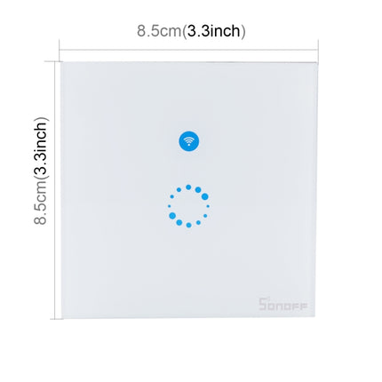 Sonoff  Touch 86mm 1 Gang Tempered Glass Panel Wall Switch Smart Home Light Touch Switch, Compatible with Alexa and Google Home, AC 90V-250V 400W 2A, 86mm