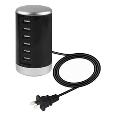 XLD4 30W 6-USB Ports Charger Station Power Adapter AC100-240V, US Plug