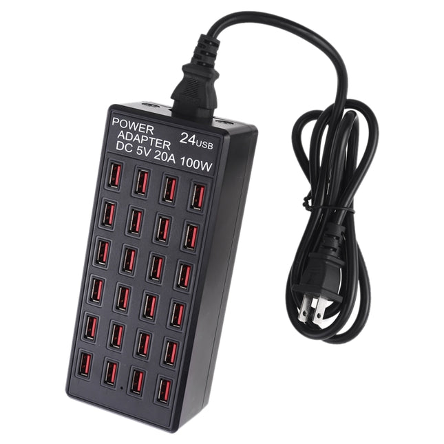 100W 24 USB Ports Fast Charger Station Smart Charger with LED Indicator AC 100-240V, US Plug