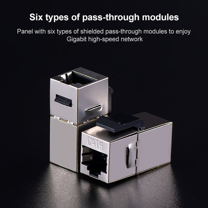 CAT.6 Shielded Pass-through Network Module, Single Port Panel + Shielded Pass-through, Single Port Panel+Shielded Pass-through